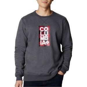 Columbia Men's Shark Heather Stack Logo Fleece Crew Sweatshirt XL Gray Comfort